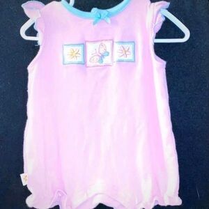 💞 Baby Girls Size 6-9 Months Pink Organic Cotton Romper